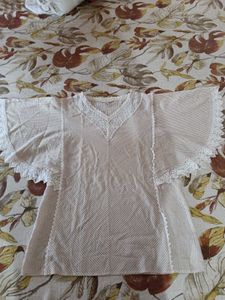 Women's Striped Lace Trim top