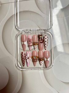 Cute Handmade Press-On Nails with Charms