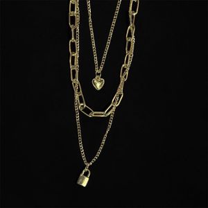 Layered Lock and Heart Necklace