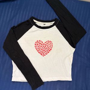 Cute Heart Print Cropped Top