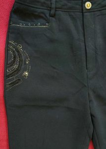 Embellished Black Trousers