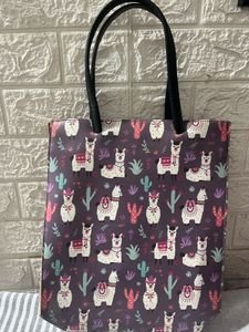 Cute Llama Pattern Tote Bag