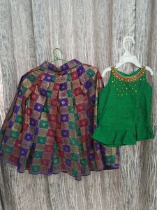 Cute Green Top and Silk Skirt