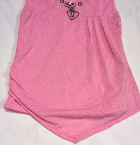 Pink Textured Kurta with Heart Charm Designer pie