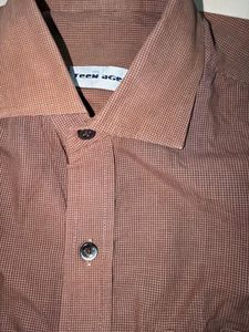 Men's Long Sleeve Brown Dress Shirt.