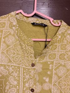 Lime Green Printed Kurta