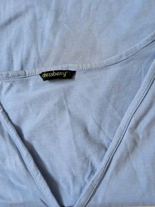 Dressberry Light Blue V-Neck Button-Up Top