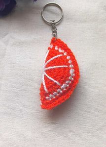 Chrochet Orange Slice Keychain