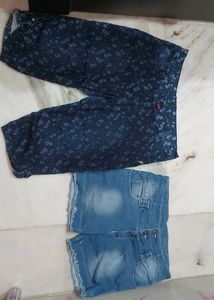 Stylish Denim Shorts & Capris Combo