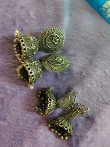 Oxidized Silver Jhumka Earring Set