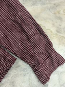 y2k Chic Maroon Checkered Full Sleeve Shirt