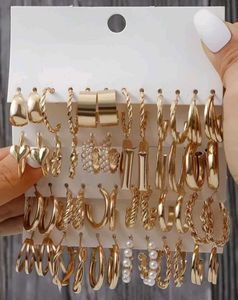 Chic Gold Hoop Earring Set 24 pairs