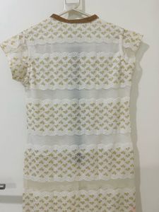 Sequins White &amp; Gold Kurta