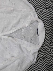 White Broderie Anglaise Bell Sleeve Blouse