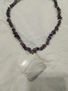 amethyst elegant necklace with shell pendent