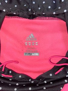 Adidas Pink &amp; Black Polka Dot Hoodie