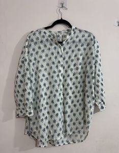 floral white kurta style shirt