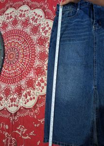 Blue Denim Midi Skirt