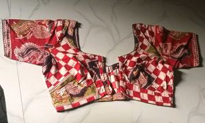 GentlyUsed Unique Red&amp;White Printed Blouse-36"Bust