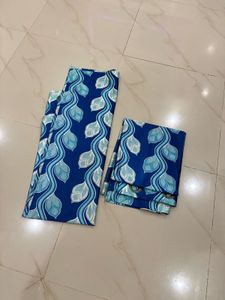 Blue Leaf Print Curtains