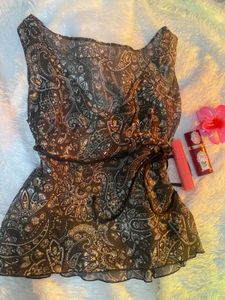 Sheer Paisley Print Top