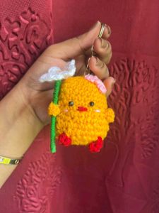 Cute Crochet Chick Keychain