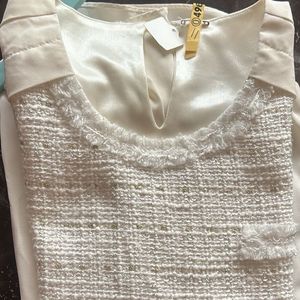 Elegant White Tweed Blouse