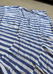 Blue and White Striped Off-Shoulder Top