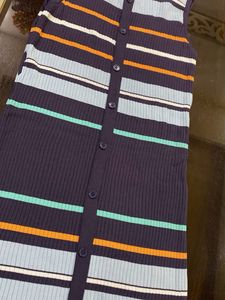 Striped Button-Up Knit Dress