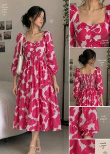 Chic Pink Floral Midi Dress