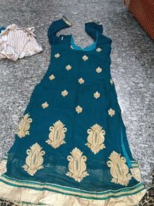 Teal Kurta with Gold Embroidery