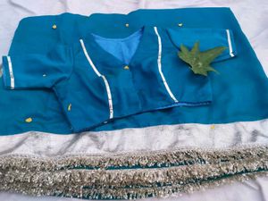 Beautiful Teal Saree with Embellished Border