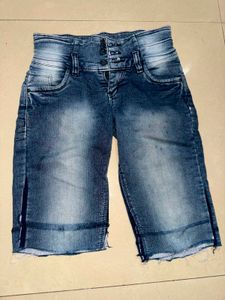 High Waisted Denim Capris