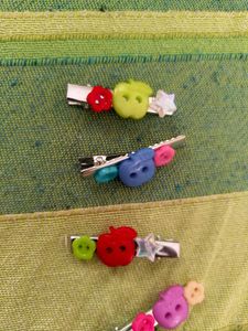 🍎 Cute Apple Button Hair Clips for Girls