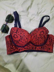 Red & Black Lace Bra