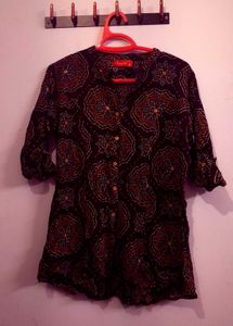 black ethnic kurta with rajasthani design