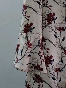 Floral Print Ruffle Trim Top