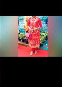 Red salwar with Golden Embroidery