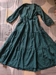 woman bottle green anarkali kurti