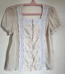 Chic Lace Trim Tunic Top