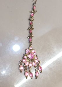 Pink Stone Maang Tikka