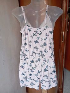 Pink Butterfly Print Romper