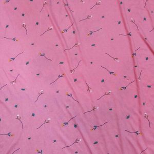 Pink Floral Print Nightgown with Lace Detail