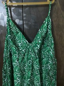 H&amp;M Tropical Green Leaf Print Dress