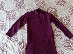 Elegant Wine Colour Embroidered Kurta Set for Sale