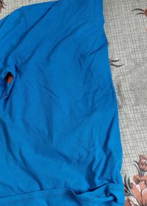 peter England Blue Striped Long Sleeve Polo Shirt