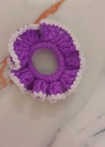 Handmade Crochet Scrunchie - Red &amp; White