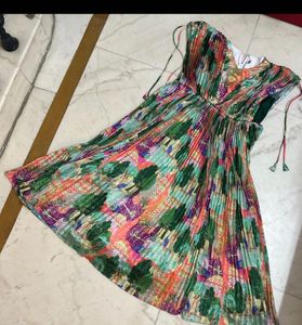 Vibrant Floral Pleated Maxi Dress