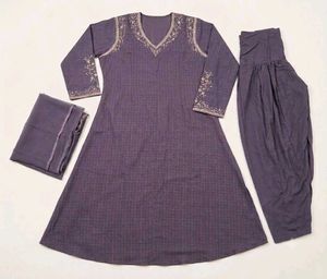 Elegant dusty lavender Kurta Set with Dupatta