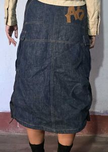 Unique Denim and Black parachute Skirt